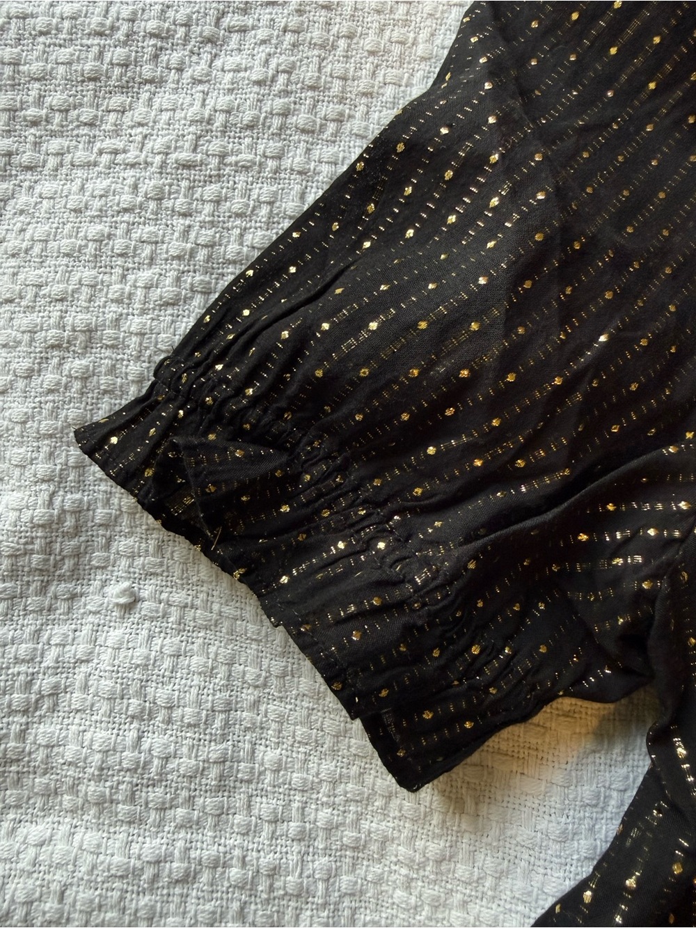 J. Crew Black Blouse with Gold Metallic Dots - Picture 9 of 9